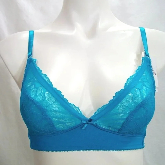 32 b.tempt'd Wacoal b.gorgeous Lace Wirefree Bra Blue NWT - Picture 1 of 6